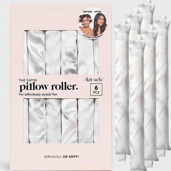 🆓☀️KITSCH Satin Heatless Curling Pillow Rollers 6 Pack NIB - Picture 2 of 5